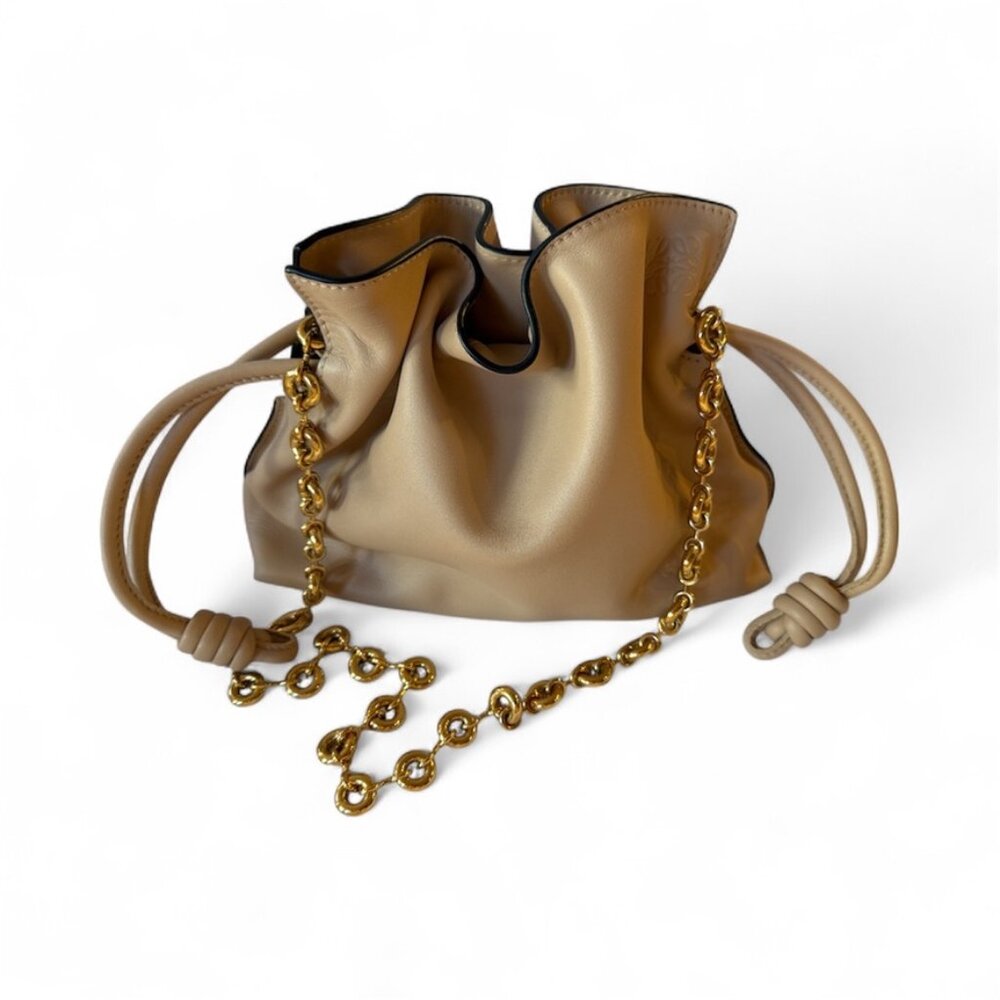 Loewe Leather Flamenco Bag with Gold Chain
